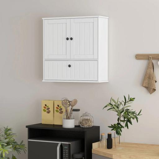Armario de Baño de Pared Rústico con Estante Ajustable Doble Puerta y Puerta Abatible 60x19,5x60 cm Blanco [3]
