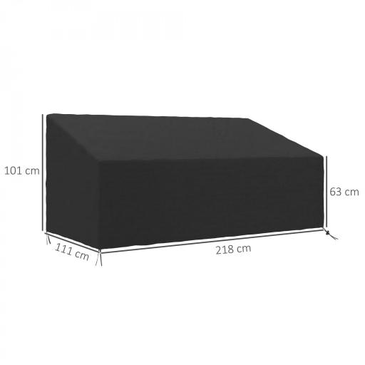 Funda para Banco de Jardín de 3-4 Plazas Tela Oxford 600D con Recubrimiento Impermeable para Terraza 218x111x63/101 cm [1]