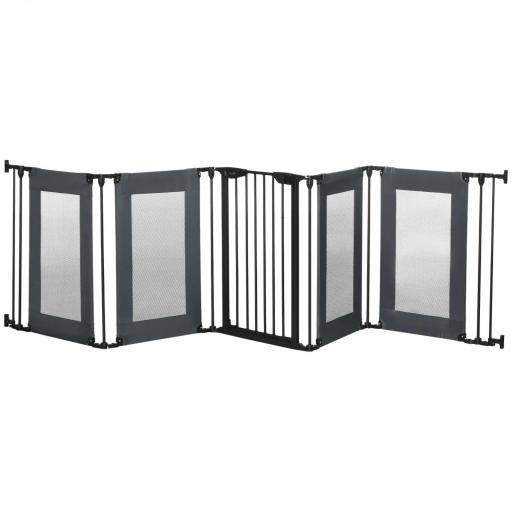 Parque Plegable para Perros de 6 Paneles Convertible en Barrera de Seguridad para Mascotas 117x103x74 cm Negro [9]