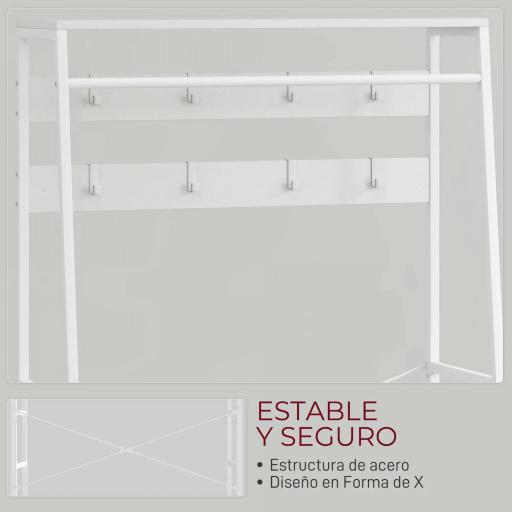 Perchero Zapatero con Zapatero Ganchos Cajones Barra y Eatante para Entrada Pasillo Salón 80x30x180,5 cm Blanco [1]