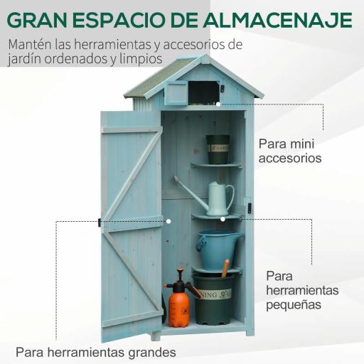Armario de Jardín de Madera Armario de Almacenamiento Cobertizo de Jardín con Estantes 77x54,2x179 cm Azul y Verde [3]