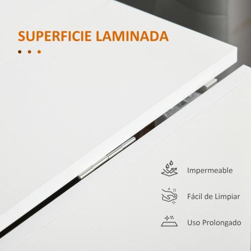 Mesa de Comedor Plegable con Ruedas Mesa Auxiliar Multifuncional con 2 Alas Abatibles 120x80x73 cm Blanco y Teca [4]