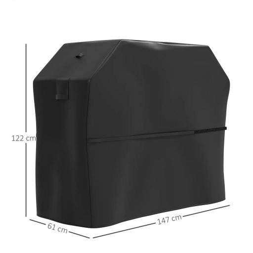 Funda para Barbacoa Exterior Impermeable de Tela Oxford 600D con Ventilación y Cierres de Velcro Negro 147x61x122 cm [5]