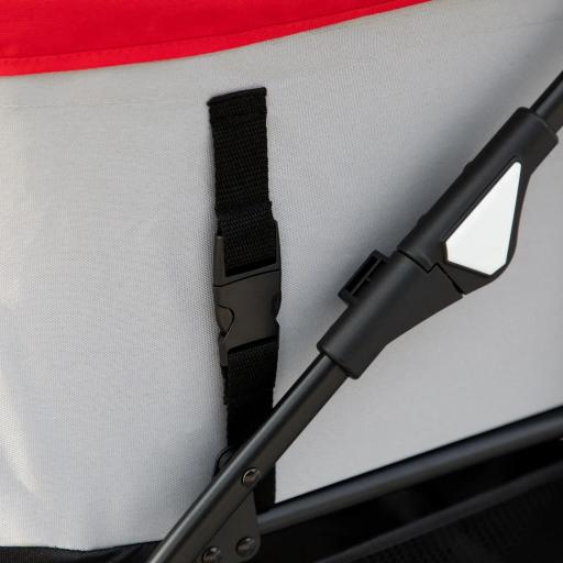 Carrito para Perros Pequeños 3 en 1 con Vagón Desmontable Cesta de Almacenaje Correas de Seguridad y Cojín Rojo [6]