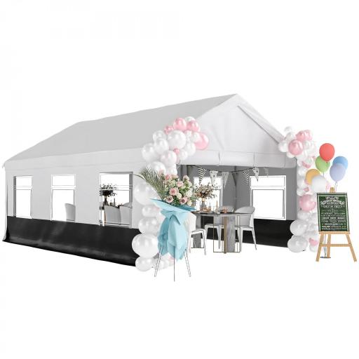 Carpa para Fiestas 4x6 m Carpa de Jardín con Paredes Extraíbles 2 Puertas y Ventanas UPF30+ para Boda Gris y Blanco [8]