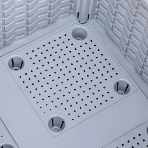 Juego de 2 Jardineras de Exterior Cuadradas Imitación a Mimbre Combinación Libre para Jardín Patio 40x40x26/44 cm Gris [7]