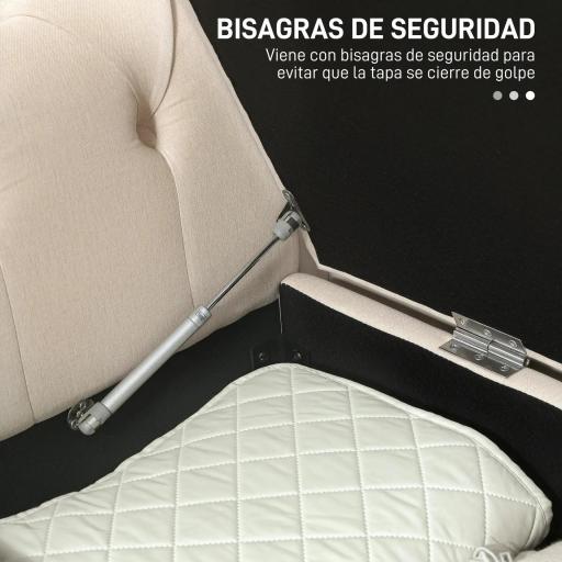 Banqueta de Almacenaje con Reposabrazos Enrollados para Dormitorio Salón Pasillo 146,5x49x74,5 cm Beige [3]