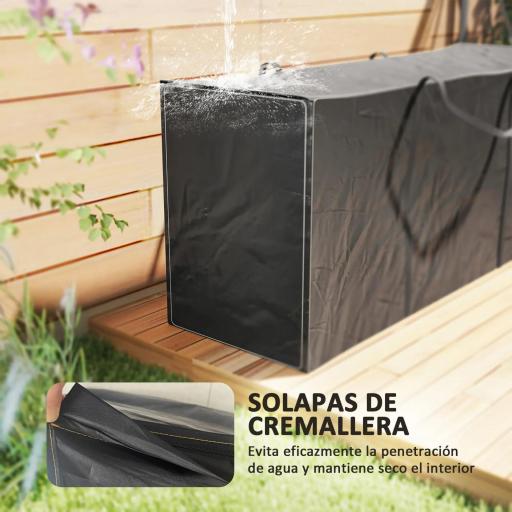 Bolsa de Almacenamiento para Cojines de Jardín Impermeable 720L Oxford Resistente con Asas 125x40x55cm Negro [6]