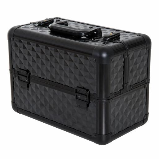 Estuche de Maquillaje Maletín para Maquillaje Organizador Cosméticos Profesional Caja de Belleza Portátil 4 Niveles 35.5x20x25.5cm Aluminio [3]