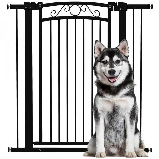 Puerta para Perros con Ancho Ajustable 76-104 cm Barrera de Seguridad con 2 Extensiones y Doble Bloqueo Negro [8]