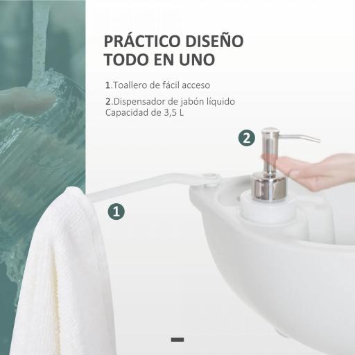 Fregadero Portátil Lavamanos para Actividades al Aire Libre o Camping con Tanques de Recuperación de Agua 17 L Dispensador de Jabón Y 2 Ruedas HDPE 83x50x103 cm Gris Claro [5]