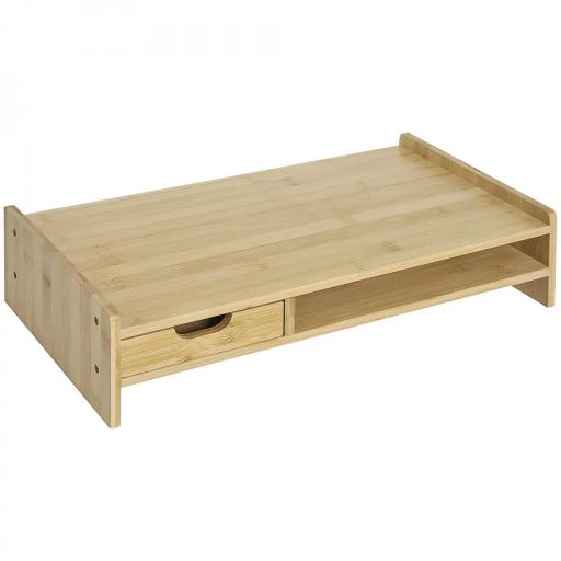 Soporte para Monitor de Bambú Organizador de Escritorio para Ordenador Portátil 49x25,5x11,5 cm Natural [8]