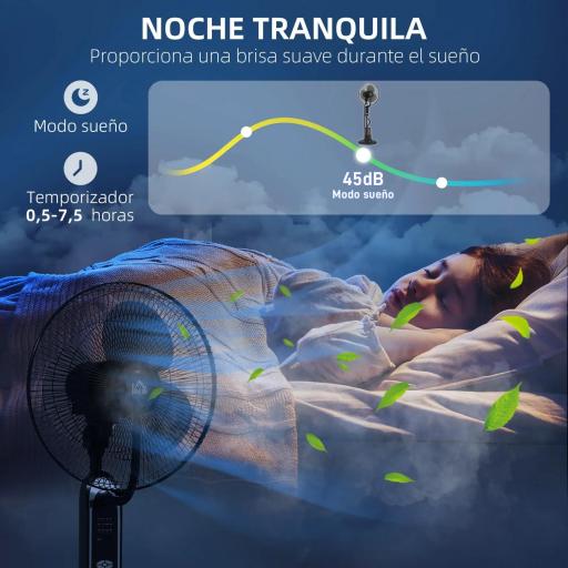 Ventilador de Pie con Nebulizador 3 Velocidades 3 Modos Oscilación de 70° Depósito de 3,2L y Mando 44,5x38,5x120cm Negro [4]