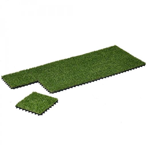 Césped Sintético de 10 Piezas Alfombra Césped Artificial 30x30 cm con Altura de Hierba 20 mm y Anti-UV Verde Oscuro [9]