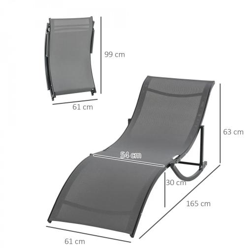  2 Tumbonas Plegables con Marco de Aluminio en Forma de S Carga de 120 kg para Piscina Terraza 165x61x63 cm Gris Oscuro [1]