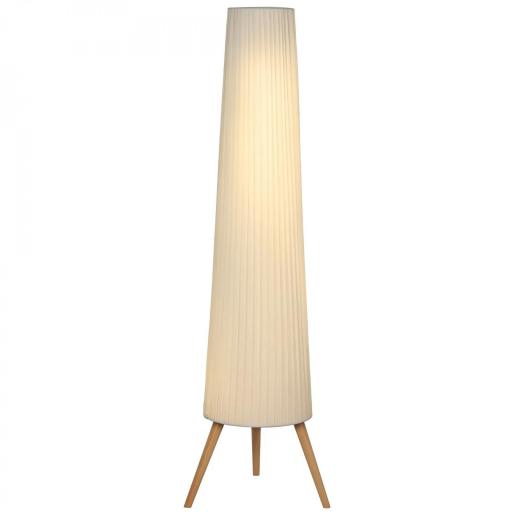 Lámpara de Pie con Trípode Brillo Ajustable 3 Niveles Interruptor de Pie Patas de Madera y Pantalla de Tela Blanco [9]