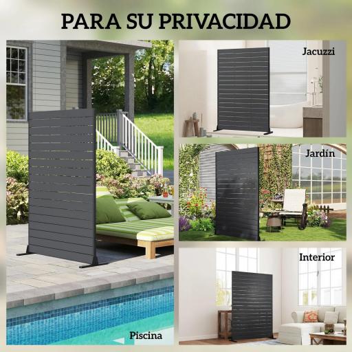 Biombo de 6 Paneles de HDPE 120x174 cm Biombo Separador de Ambientes con Soporte Aspecto de Vetas de Madera Negro [4]