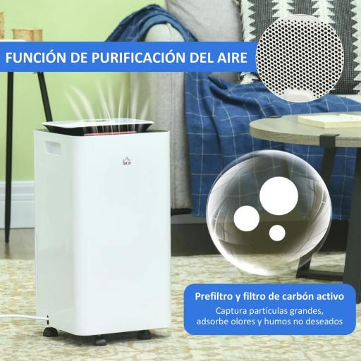 Deshumidificador Eléctrico 12L/día Depósito de Agua 2,5 Litro con 5 Modos 2 Velocidades Temporizador 25x25x50,5cm Blanco [3]