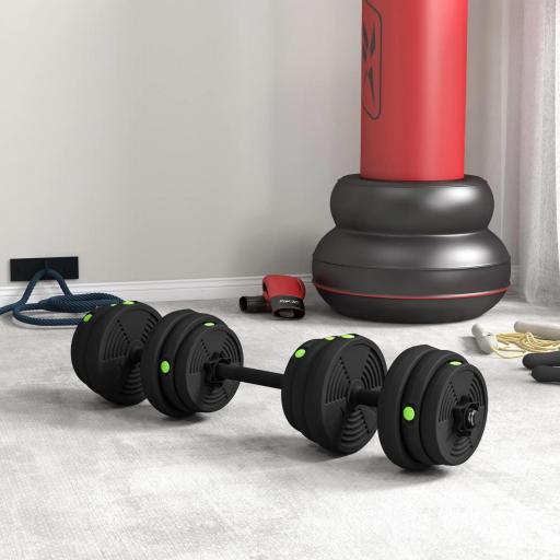 Juego de Mancuernas Ajustables 25 kg 2 en 1 con Barras Conexión y Mangos Antideslizantes para Gimnasio en Casa Negro [7]