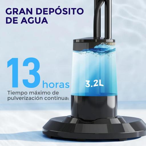 Ventilador Nebulizador de 3 Velocidades con Temporizador 3 Modos y Depósito 3,2L 44,5x38,5x120 cm Negro [3]