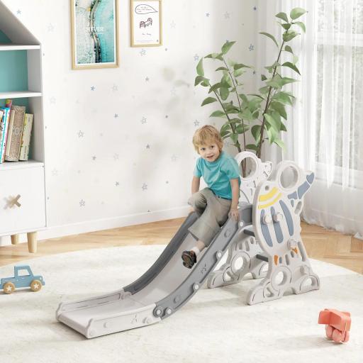 Tobogán Infantil para Niños de 18-36 Meses con 3 Escalones Antideslizantes para Interior Exterior 157x46,5x80 cm Gris