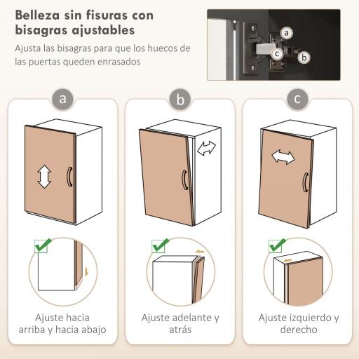 Alacena de Cocina Mueble Auxiliar de Cocina con 5 Puertas Estante Ajustable y Encimera de Microondas 100x40x180cm Gris [4]