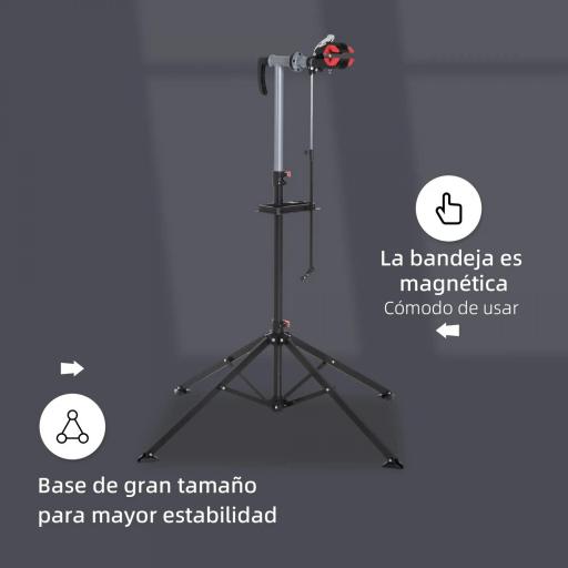 Soporte de Reparación Caballete para Bicicleta con Altura Ajustable y Giratorio 100x100x109-180 cm Negro [3]