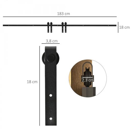 Herrajes Puertas Correderas 183 cm para Puerta Corredera Doble de Madera Ancho 45 cm Mueble de TV Armario Negro [1]