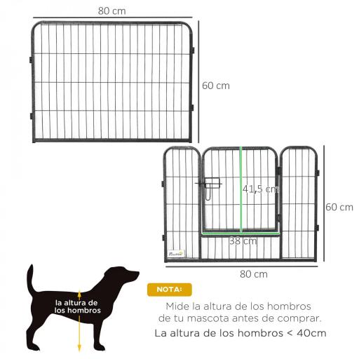 Parque para Perros de 12 Paneles con 2 Puertas Corralito para Perros para Exterior Interior Acero 80x60 cm Gris [1]
