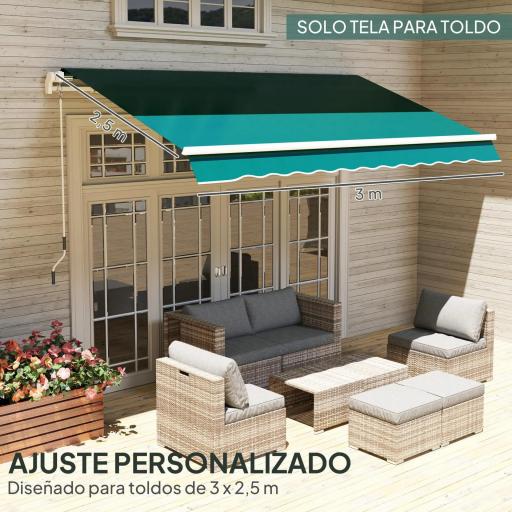 Techo de Repuesto para Toldo 282x250 cm con Protección UV 50+ Impermeable para Patio Terraza Jardín Verde [5]