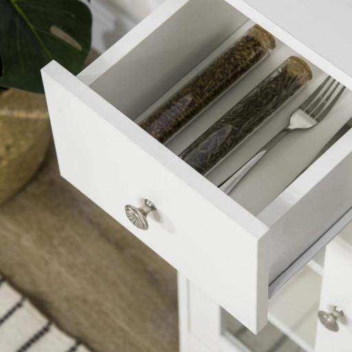 Aparador de Cocina Moderno con Puerta de Vidrio Mueble Auxiliar de Almacenaje para Comedor 80x30x82 cm Blanco [8]