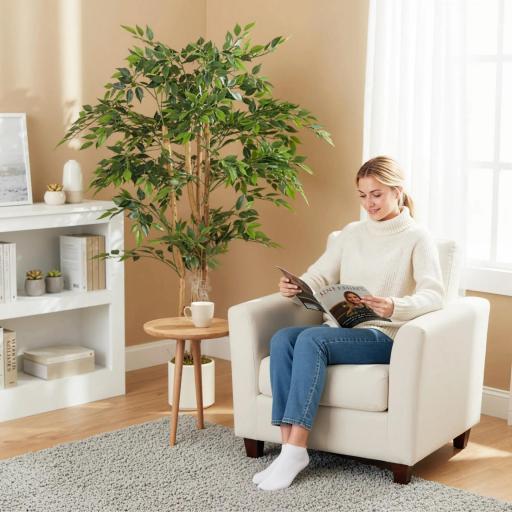 Ficus Artificial 150 cm Planta Artificial con 1116 Hojas y Maceta Planta Artificial Decorativa para Interior Verde