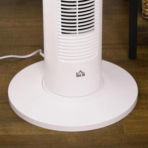 Ventilador de Torre Oscilante 45W con Control Remoto Temporizador de 12 h 3 Velocidades Pantalla LED Ø31,5x93 cm Blanco [5]