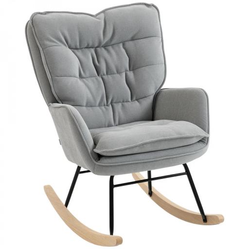 Silla Mecedora con Patas de Madera de Haya y Reposabrazos Mecedora para Lactancia Carga 120 kg para Dormitorio Gris [9]