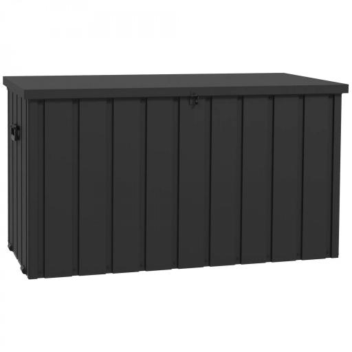 Baúl de Almacenaje Exterior de Acero con 4 Ruedas 2 Asas y Tapa Bloqueable 125,5x61,5x70 cm Gris Oscuro [8]