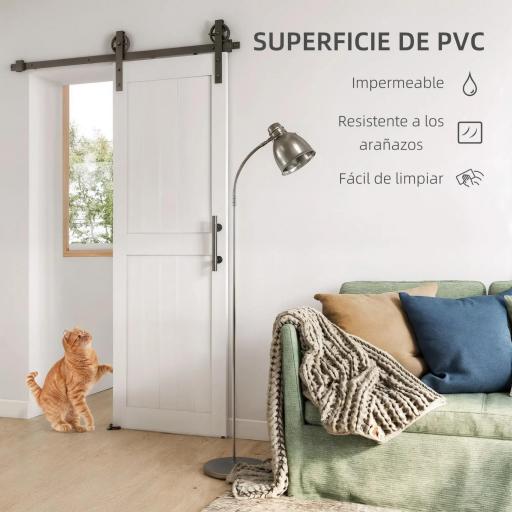 Puerta Corredera de Granero con Herrajes Manija Rodillo y Guía de Suelo Mejorados para Baño Salón 71,5x213,4 cm Blanco [7]
