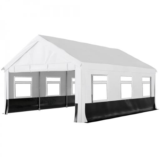Carpa para Fiestas 4x6 m Carpa de Jardín con Paredes Extraíbles 2 Puertas y Ventanas UPF30+ para Boda Gris y Blanco [9]