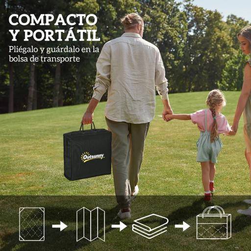 Alfombra de Exterior Reversible 182x274 cm con Patrón Geométrico de Cenefa Impermeable con Bolsa Azul y Blanco [3]