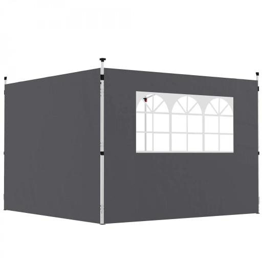 Paredes Laterales para Carpa de 3 x 3 m 2 Paneles de Tela Oxford de 300x200 cm con Ventana para Fiestas Gris Oscuro [9]