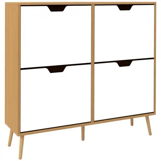 Mueble Zapatero con 4 Cajones Abatibles y Estantes Ajustables Armario de Zapatos para 16 Pares 95x26x95 cm Natural [8]