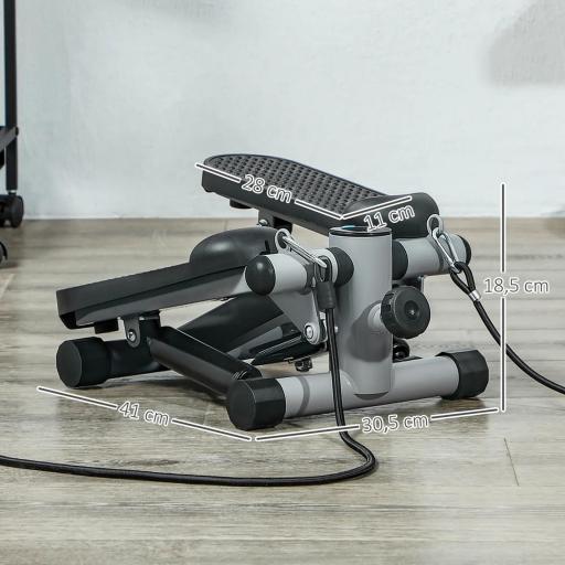 Mini Stepper Compacto para Hacer Ejercicio en Casa con Bandas de Resistencia Monitor LCD Pedales Antideslizantes Gris [1]