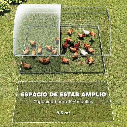 Gallinero para Exterior 2,8x3,4x1,9 m Cubierta de Tela Oxford Anti-UV Impermeable Pestillos para 10-16 Gallinas Plata [6]