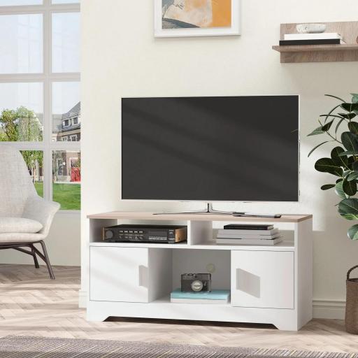 Mueble para Televisor Mesa para TV de Salón con Gran Espacio de Almacenaje con Estantes Abiertos 105x40x52 cm Blanco