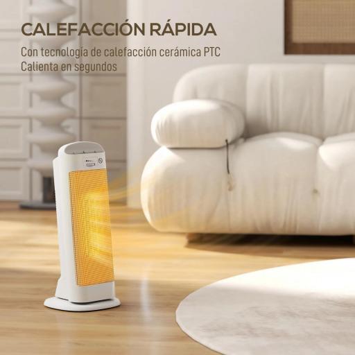 Calefactor Eléctrico Bajo Consumo 2000W con 4 Modos Termostato Regulable Protección contra Vuelcos y Sobrecalentamiento [5]