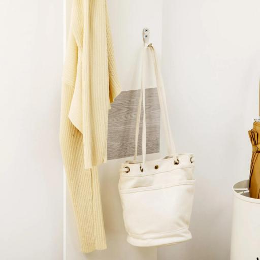 Perchero de Pared con 4 Ganchos y Estante con Barra de Aluminio para Entrada Pasillo 50x23,5x160 cm Blanco [3]