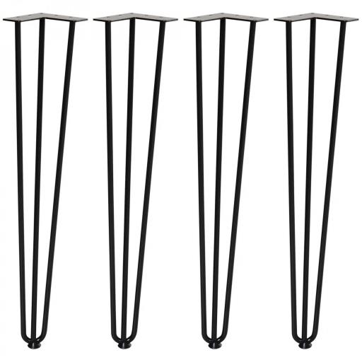 Conjunto de 4 Patas para Mesa de Estilo Industrial y Diseño Horquilla con Protectores Anti-arañazos de Goma 12x12x71cm Tornillos de Montaje Incluidos Negro [6]