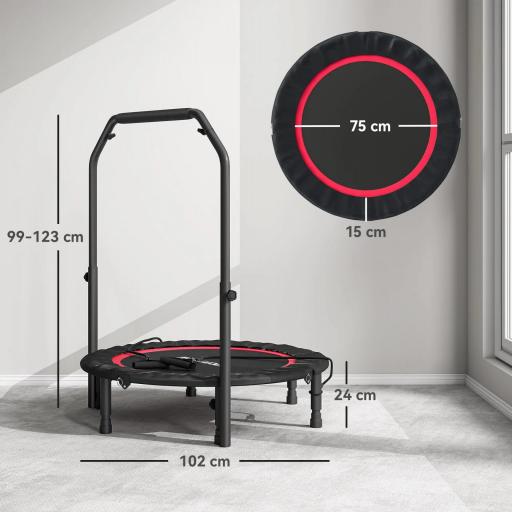 Cama Elástica Plegable Ø102 cm con Mango Ajustable Marco de Acero para Entrenamiento Piernas Cuerpo Rojo y Negro [1]