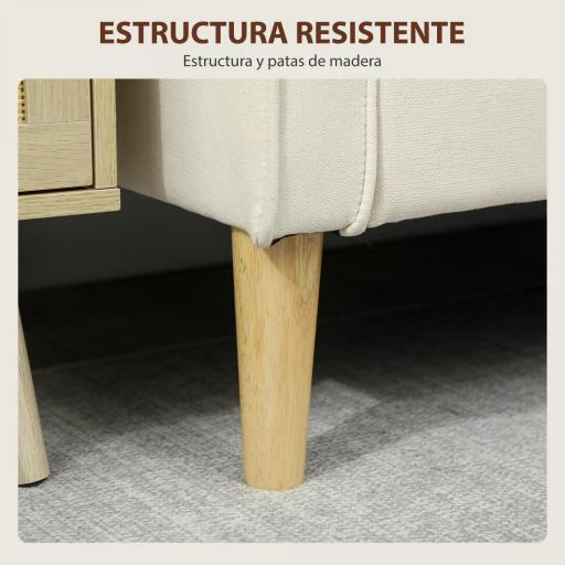 Sofá de 2 Plazas con Espacio de Almacenamiento Patas de Madera Respaldo Capitoné 117x62x78 cm Crema [9]