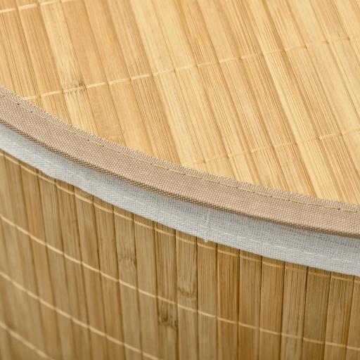 Cesto para Ropa Sucia de Bambú Capacidad de 55L Cesta para la Colada en Forma de Abanico 38x38x57 cm Natural [6]