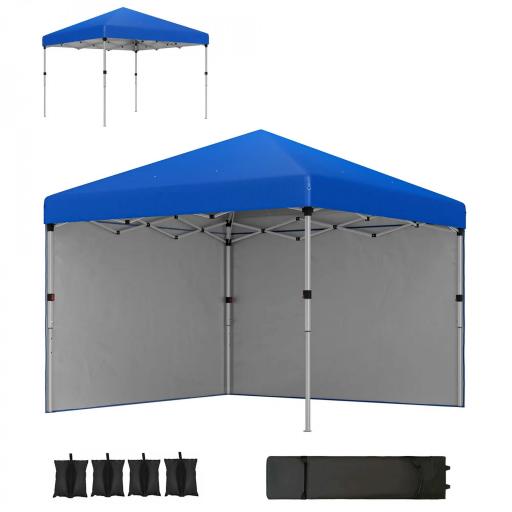 Carpa Plegable Pop-up 3x3 m con 2 Paredes Laterales Anti-UV Altura Ajustable Sacos de Arena y Bolsa de Transporte Azul [9]